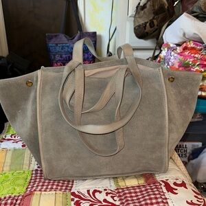 MARGOT New York “The Jamie Bag” Elegant Gray Suede Tote Bag (A)